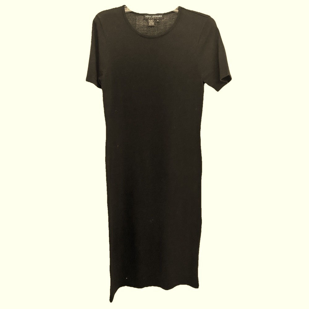 Nina Leonard Womens‎ Brown Wool Blend Knit Short Sleeve Midi Sheath Dress Size M